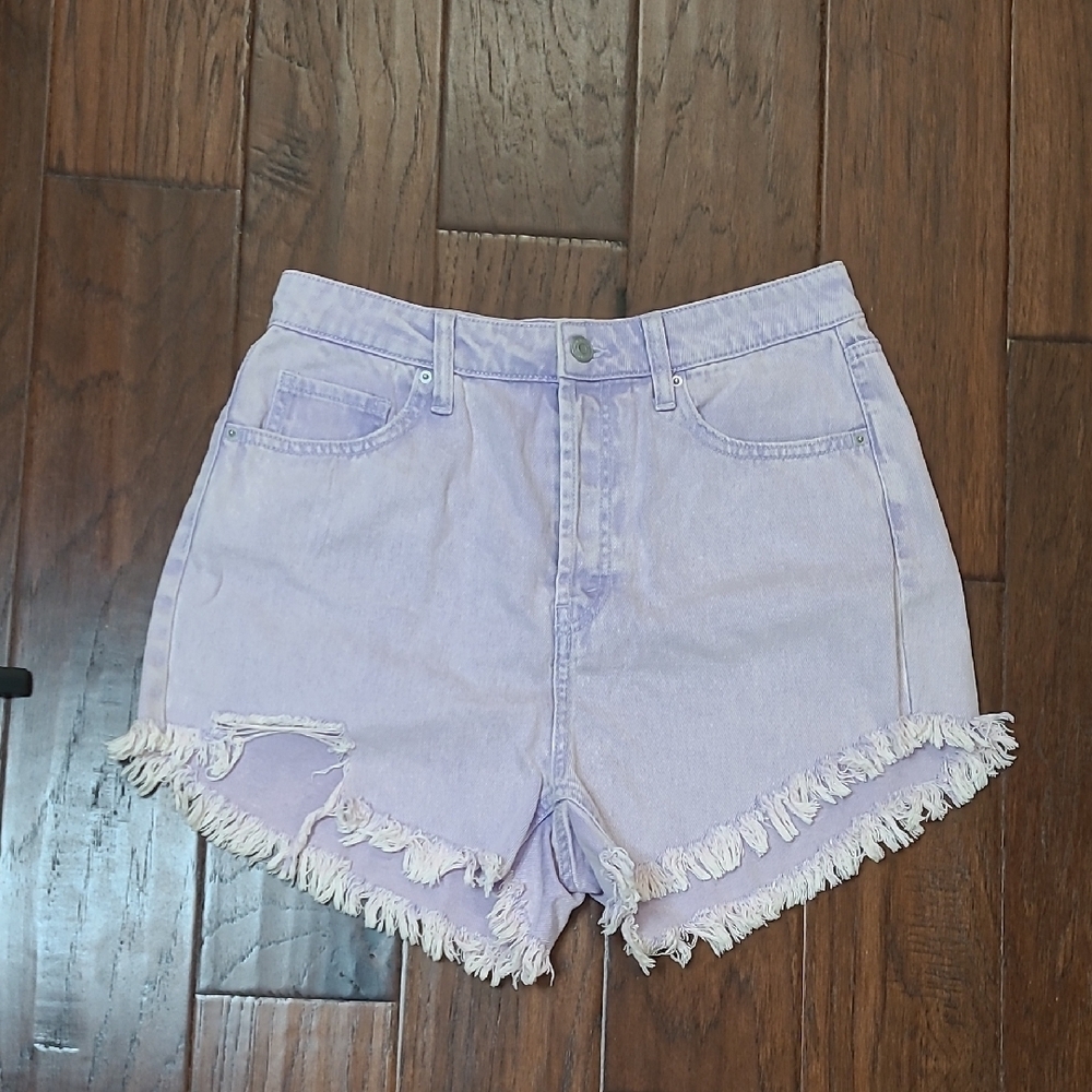 Wild Fable Distressed Lavender Jean Shorts with Frayed Fringe Hem size 10